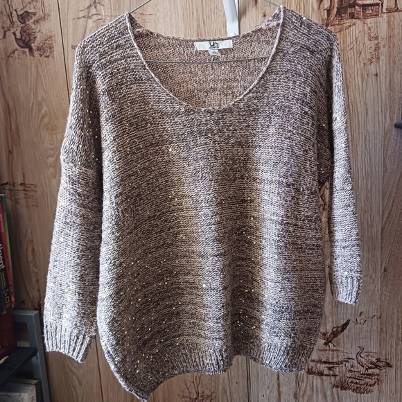 YA Los Angles Gold Sequin Sweater Christmas Holiday New Year - Picture 1 of 7
